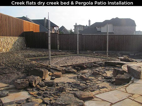 Creek Flats Dry Creek Bed & Pergola Patio Installation