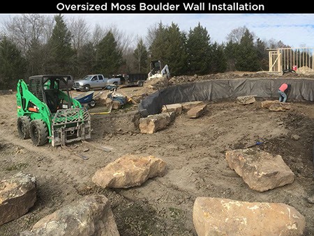 Oversized Moss Boulder Wall Installation