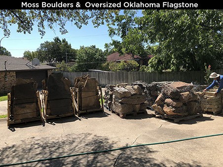 Moss Boulders & Oversized Oklahoma Flagstone