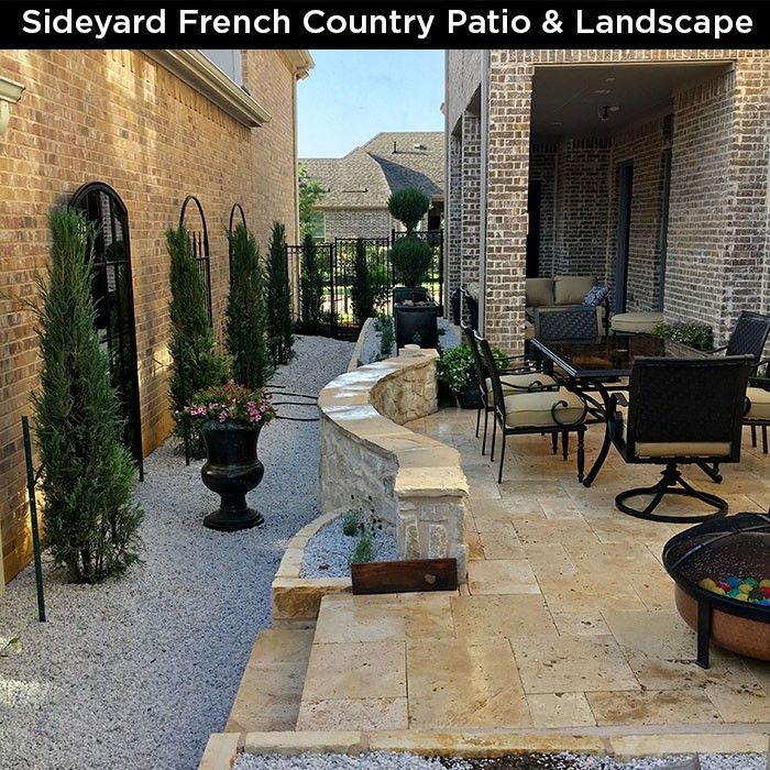 Sideyard French Country Patio & Landscape