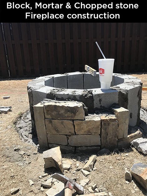 Block, Mortar & Chopped Stone Fireplace Construction